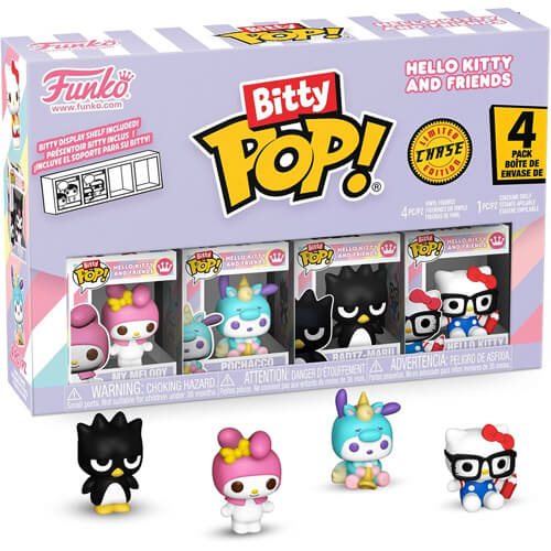 Funko-Bitty-Pop!-4-Pack-Hello-Kitty-and-Friends—My-Melody,-Pochacco,-Badtz-Maru,-Chase-Figure-Vinyl-Figures